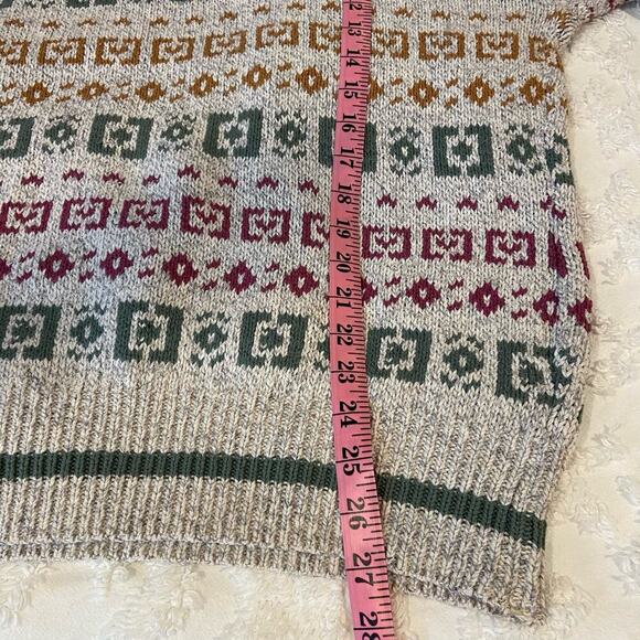 KNITTED GRANDPA SWEATER Unisex XL Multi-Color Chunky Ribbed Oversized Casual - Picture 4 of 6